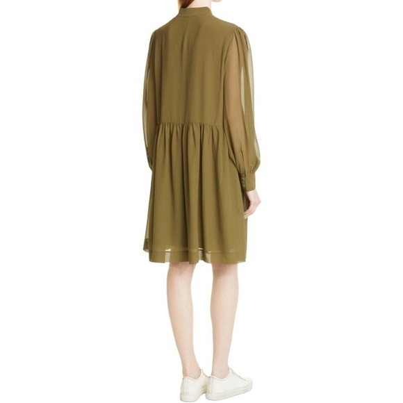 HUGO Boss DERINNE LONG SLEEVE SHIFT DRESS IN KHAKI - Picture 2 of 16